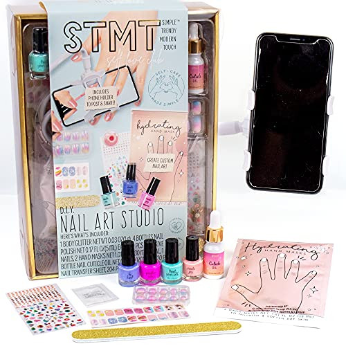 STMT Self-Love Club D.I.Y. Nail Art Studio by Horizon Group USA, 10+ Essentials for at-Home Manicure Including Nail Polishes, Soothing Hand Mask, Cut