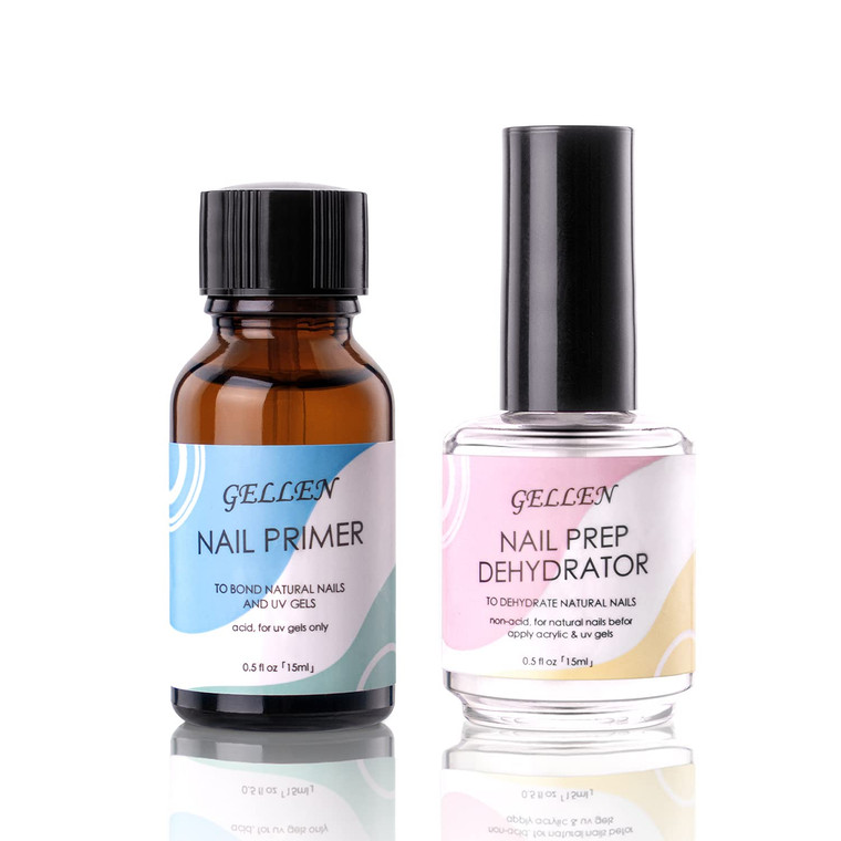 Gellen Nail Dehydrator and Nail Primer, Long-Lasting Air Dry (Acid Free) for Acrylic Powder and Gel Nail Polish, Superior Protein Bonding, 15ML / 0.5