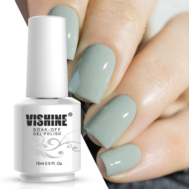 Vishine Gel Nail Polish 15ml Soak Off UV LED Gel Polish Varnish Nail Art Long-Lasting DIY Salon - Sage 0.5 OZ