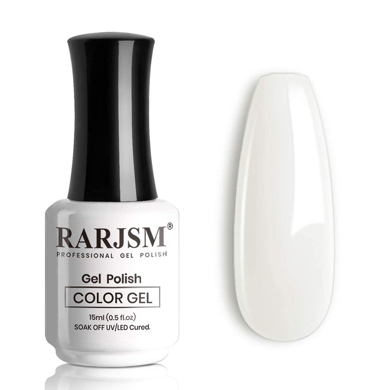 RARJSM Milky White Gel Polish, 15ML French White Nail Art Manicure Varnish LED UV Translucent Gel Nail Polish Soak Off Clear Nail Gel Sheer White Gel