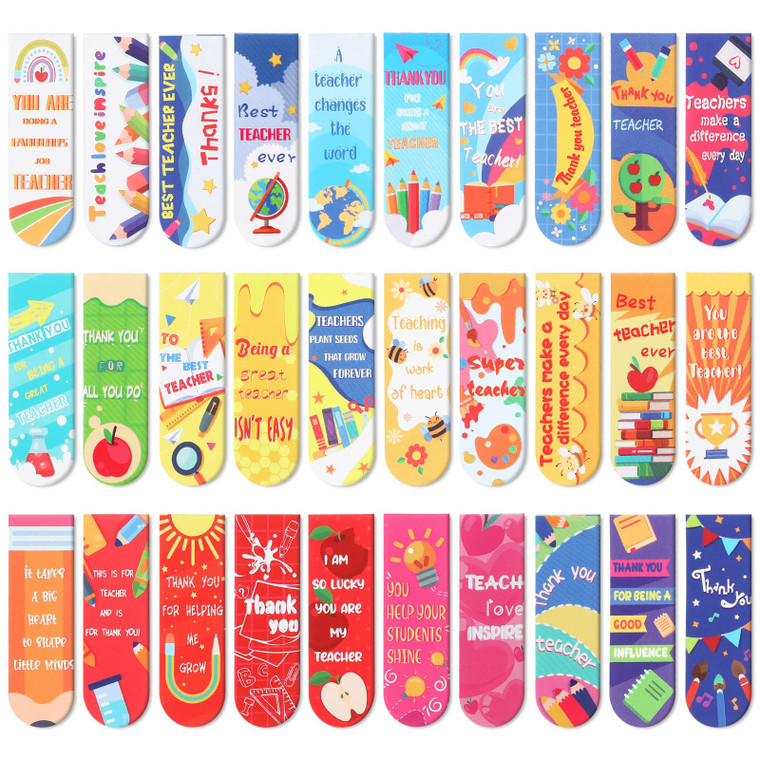 30 Pcs Teacher Appreciation Bookmark from Students Thank You Magnetic Book Marks Teacher Birthday Gifts Magnetic Page Clips Bookmark for Birthday Gra
