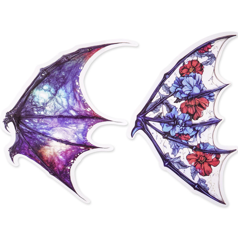 Celavoy Fantasy Gothic Bat Bookmark - 2 Pcs Unique Wings Stained Glass Bookmarks with Flower Starry Sky for Women Readers Books Page Mark Office Scho