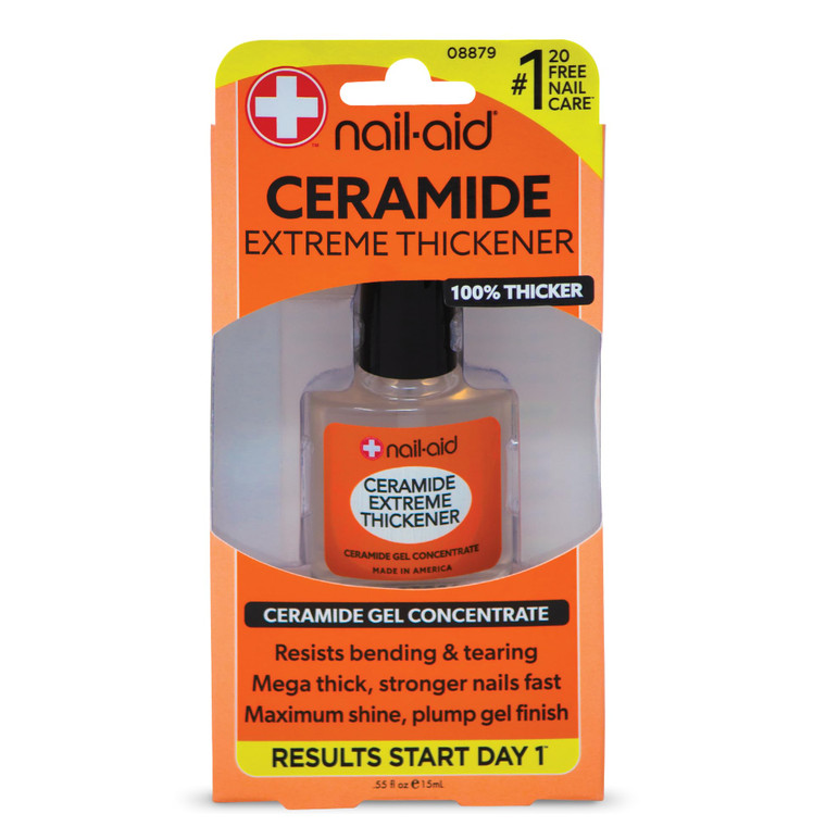 Nail-Aid Ceramide Extreme Thickener - Nail Strengthener - Ridge-Free, Long-Wear Shine Finish - Clear, 0.55 Fluid Ounce