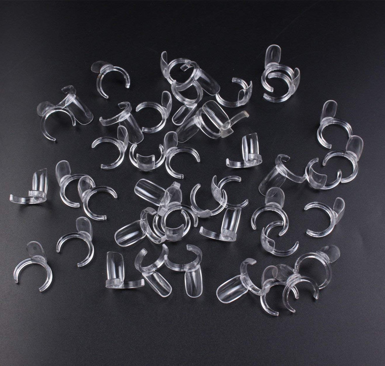 Finger Angel 100 pcs Clear Polish Nail Display UV Gel Colour Pops Display Nail Art Ring Style Nail Tips False Nails