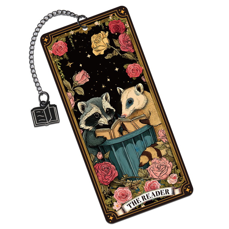 Cute Raccoon Metal Bookmark Gifts, Raccoon Floral Printed Book Mark Clips with Gift Bag, Cute Animal Bookmarks for Book Lovers Reading Girls Women Ki