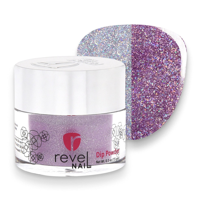 Revel Nail Dip Powder - Purple Glitter Dip Powder for Nails, Chip Resistant Dip Nail Powder with Vitamin E and Calcium, DIY Manicure, Starburst