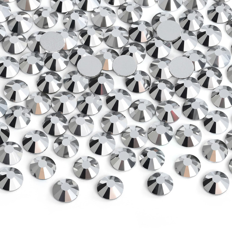 Jollin Glue Fix Crystal Flatback Rhinestones Glass Diamantes Gems for Nail Art Crafts Decorations Clothes Shoes(ss6 2880pcs, Silver)