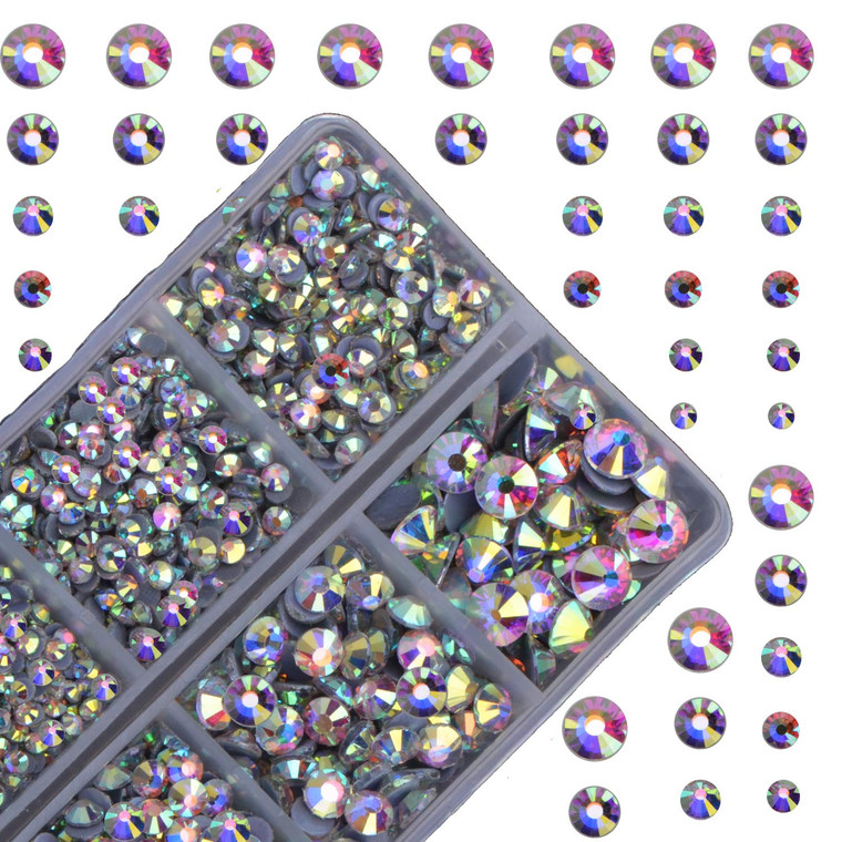 4000pcs Hot Fix Round Crystals Gems Glass Stones Hotfix Flat Back Rhinestones (Crystal AB)