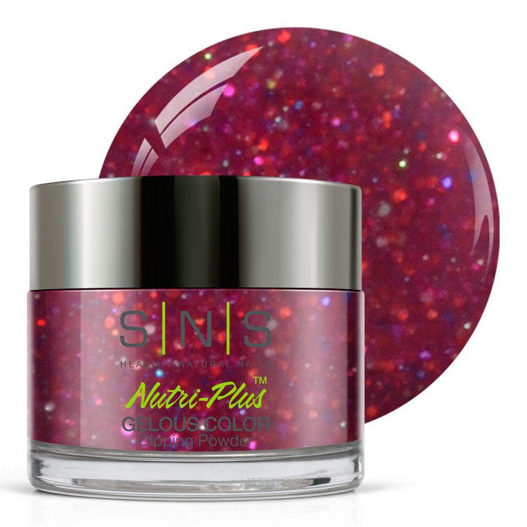 SNS Nail Dip Powder, Gelous Color Dipping Powder - Buddy The Elf (Wine/Burgundy, Glitter) - Long-Lasting Dip Nail Color Lasts up to 14 days - Low-Odo