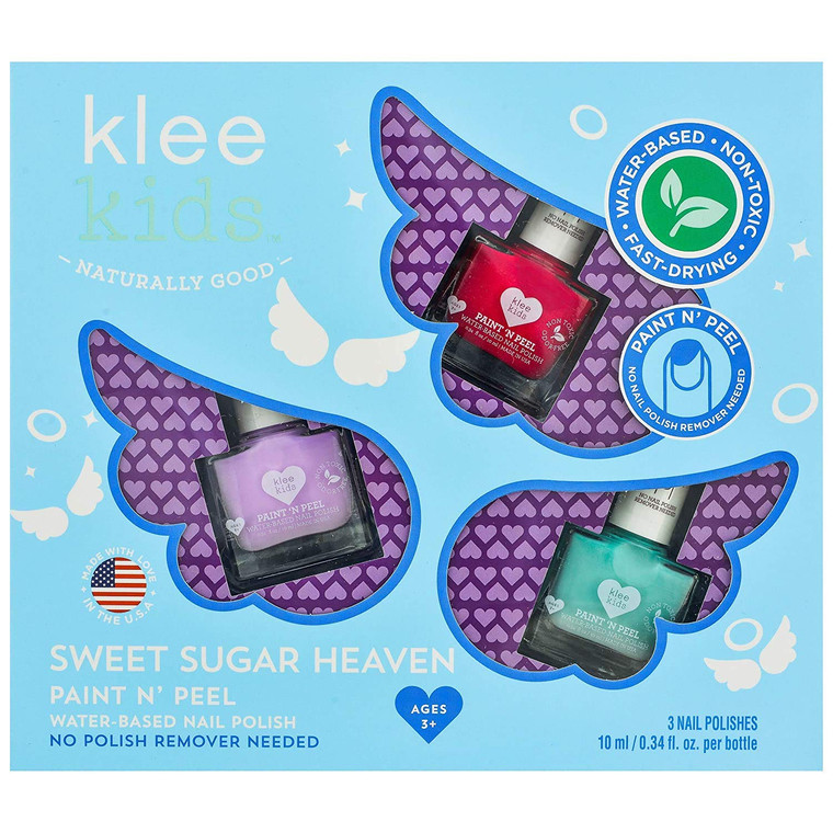 Klee Kids Water-Based Peelable Nail Polish Gift Set. Odor-Free. Non-Toxic. Made in USA. (Sweet Sugar Heaven)