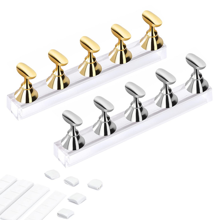 Etercycle Acrylic Nail Display Stand DIY Nail Crystal Holder Magnetic Practice Stands with Reusable Adhesive Putty Clay for False Nail Tip Manicure T