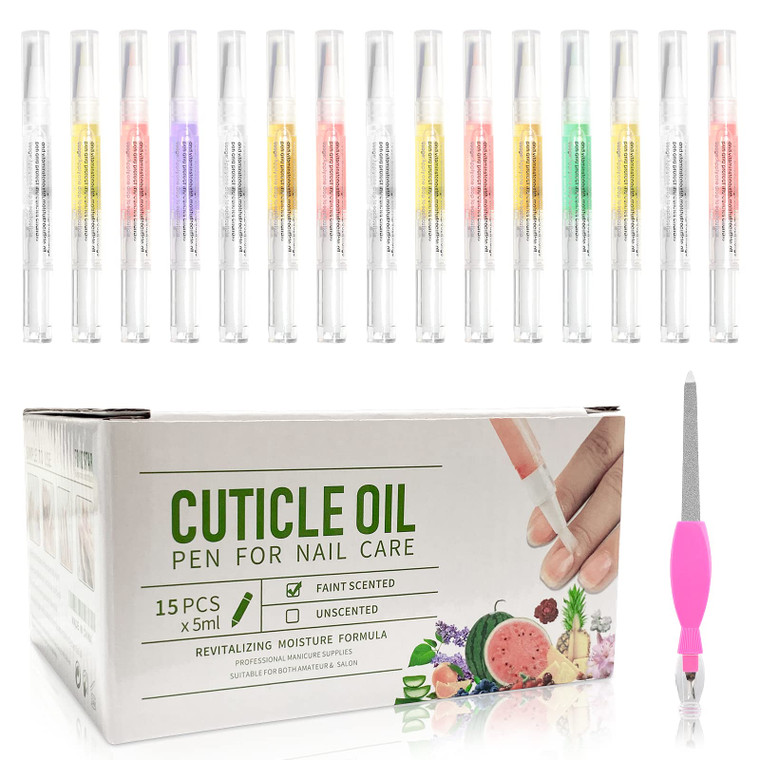 15pcs Cuticle Oil Pen for Nails Care Products, Nail Oil Bulk Repair Kit Professional Revitalizer Fingernails Growth Manicure Set Damage Dry Cutical O