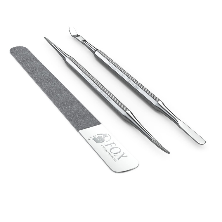 Fox Medical Equipment Ingrown Toenail Treatment Kit  Diamond File & Professional Toenail Lifter Tool  Surgical Stainless Steel Set for Pain-Free Re