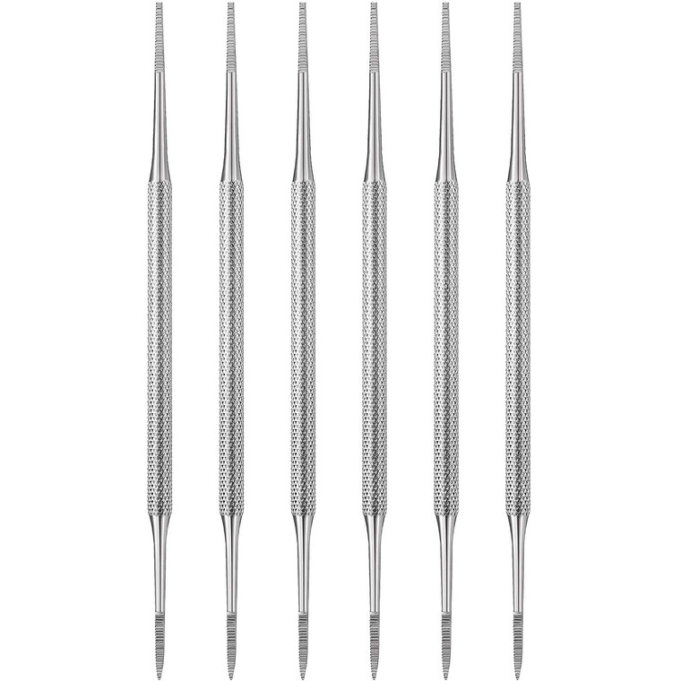 Mudder 6 Pack Ingrown Toenail Files Double Sided Toenail Lifters One Side Flat and One Side Curved Stainless Steel Manicure Treatment Removal Pedicur