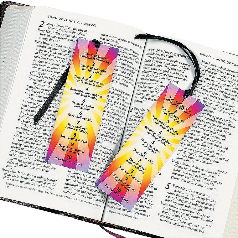 10 Commandments Bookmarks - Bulk Set of 24 - Church, Sunday School and Religious Supplies