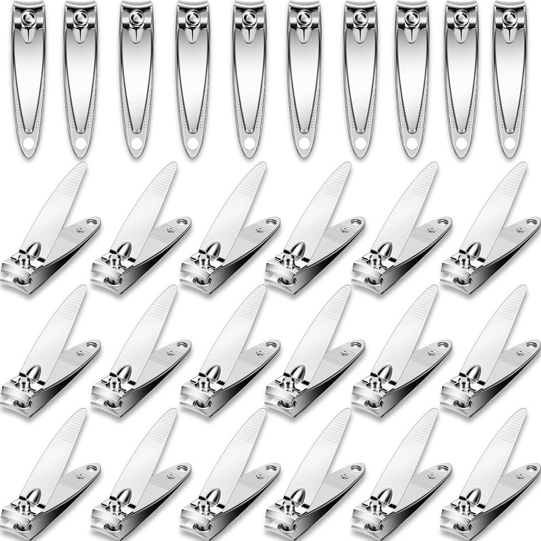 Mudder 28 Pcs Fingernail Nail Clippers Bulk Stainless Steel Toenail Clippers Thick Portable Travel Manicure Kit for Men and Women(Simple Style)