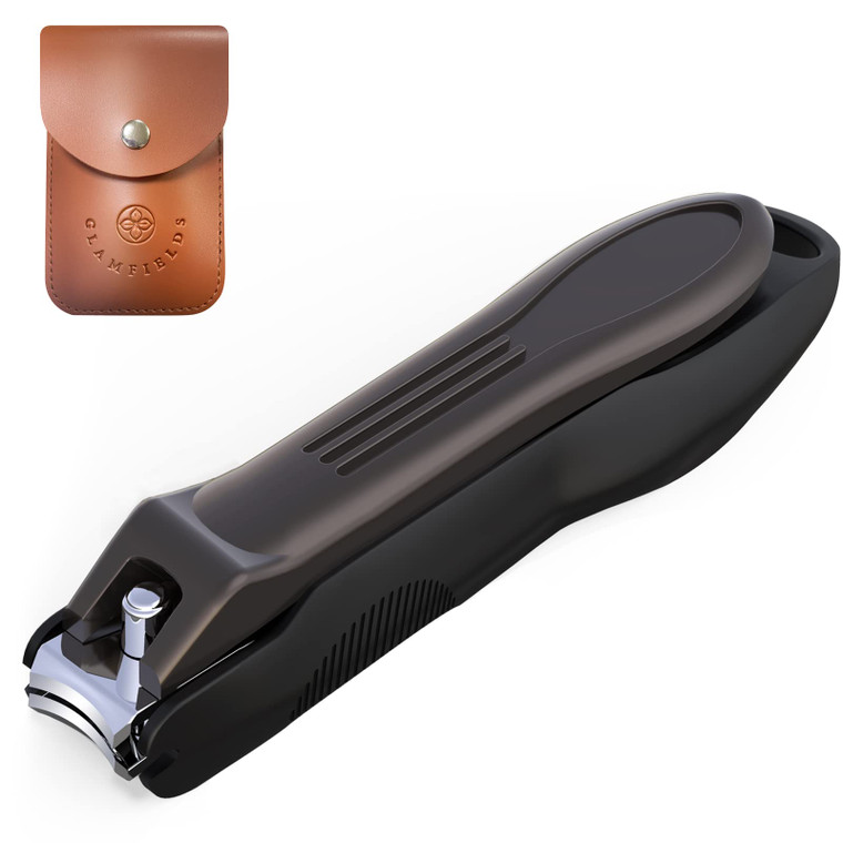 GLAMFIELDS Nail Clippers with No Splash Storage Box, Large Fingernail Toenail Clipper Detachable Easy Clean Nail Cutter Trimmer with Nail Files for M
