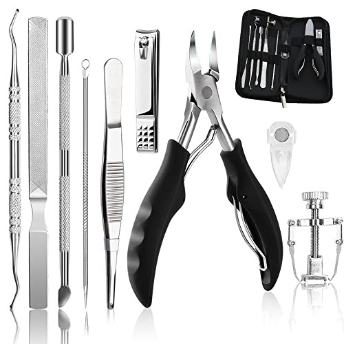 Bcabo 10Pcs/set Ingrown Toenail Tools Kit, Nail Treatment Foot Tool,Ingrown Toenail Removal Correction Clippers, Surgery Grade Nail File Lifter, Prof