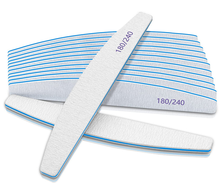 Nail File 12 PCS Professional Reusable 180/240 Grit Double Sides Washable Nail File Manicure Tools for Natural Nails and Acrylic Nails Tools Suit for