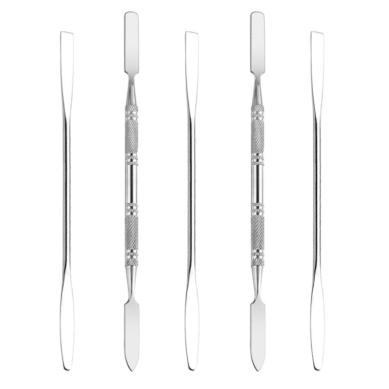 Wismee 5Pcs Makeup Spatula tool metal Set Professional Beauty Stainless Steel Cosmetics Mixer Long Metal Spatula Depotting Mixing Tool (#1+#2)
