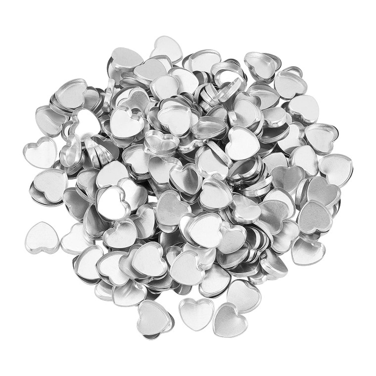 CHGCRAFT 300Pcs Empty Heart Metal Pans Size 19.5mm for Eyeshadow Palette Makeup Palette Sliver