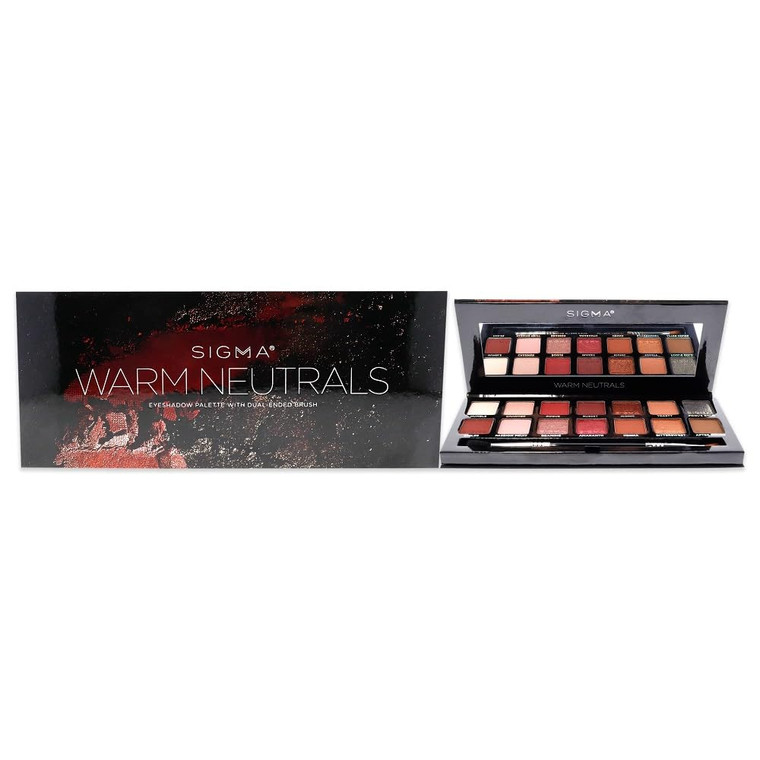 Sigma Beauty Warm Neutrals Eyeshadow Palette - 14 Warm Eyeshadow Shades in Matte, Shimmer and Metalic Finishes - Highly Pigmented Vegan Eye Makeup Pa