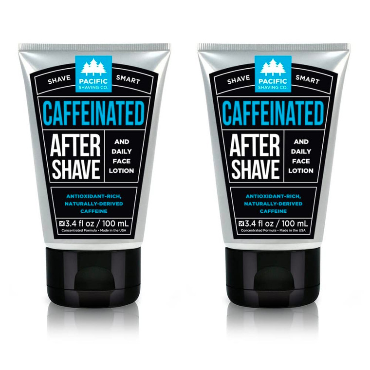Pacific Shaving Company Caffeinated Aftershave, Men's Grooming Product - Antioxidant Daily Face Lotion + After Shave - Spearmint Post Shave Balm for