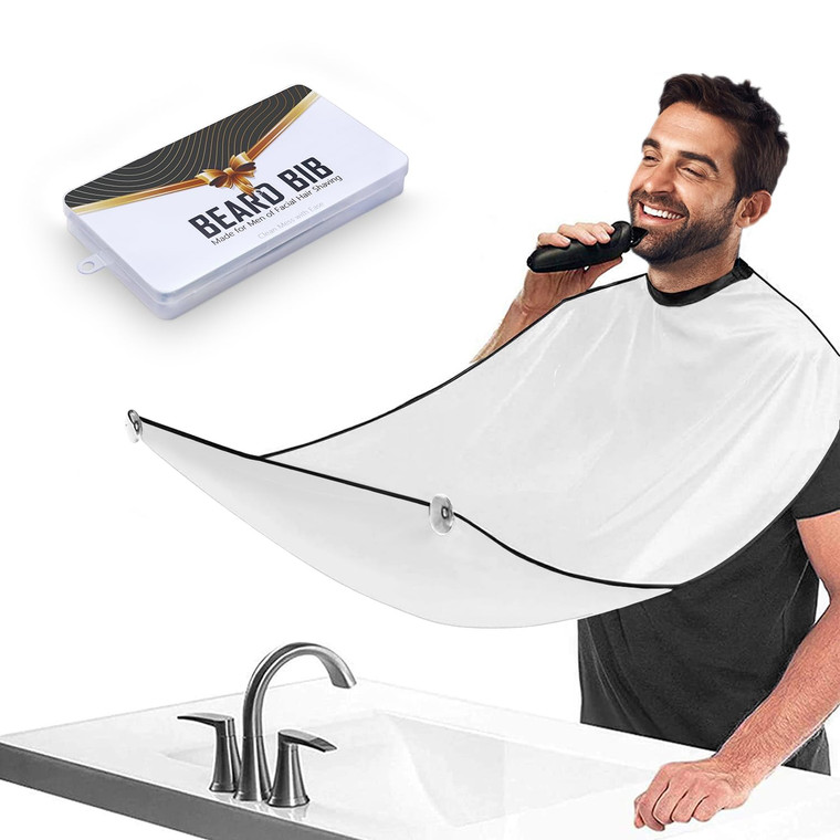 Beard Bib Apron for Men, Valentine's Day Gift Beard Trimming Catcher Bib for Shaving & Hair Clippings, Waterproof Non-Stick Hair Catcher Grooming Clo