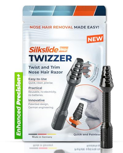 Silkslide TWIZZER, Nose Hair and Ear Hair Trimmer for Men and Women, Twist and Trim Nasal Hair Removal, German Blades, Patented Design, No Electricty