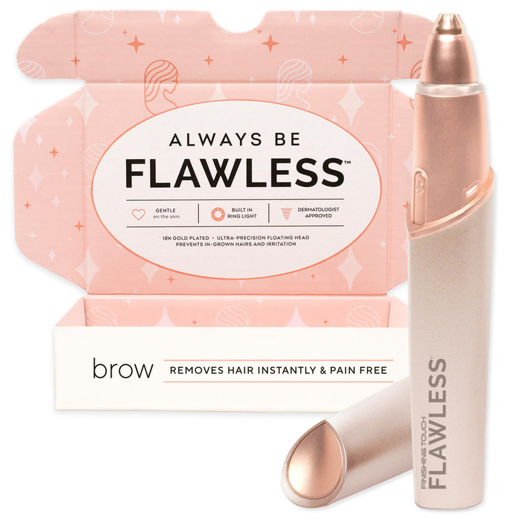 Finishing Touch Flawless Brows Eyebrow Hair Remover for Women, Electric Eyebrow Razor for Women with LED Light for Instant and Painless Hair Removal