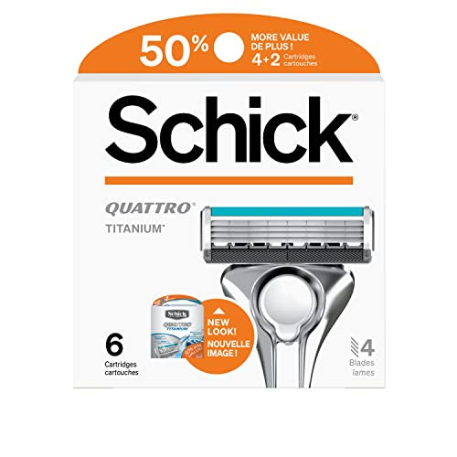 Schick Quattro Titanium Refills  Schick Quattro Refills, Mens Razor Refills, 6 Count