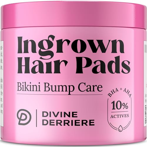 Divine Derriere Smoothing Solution Ingrown Hair Pads - Smooth, Relieve, Soften Skin - BHA & AHA Ingrown Hair Serum for Razor Burns and PFB Razor Bump