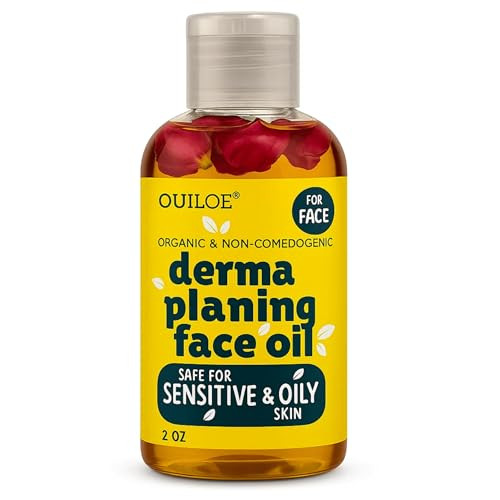 Dermaplaning Oil for Women - Face Shaving Oil for Oily Skin - Non Comedogenic, Fragrance Free, Organic, Natural and Lightweight - Use with Dermaplani