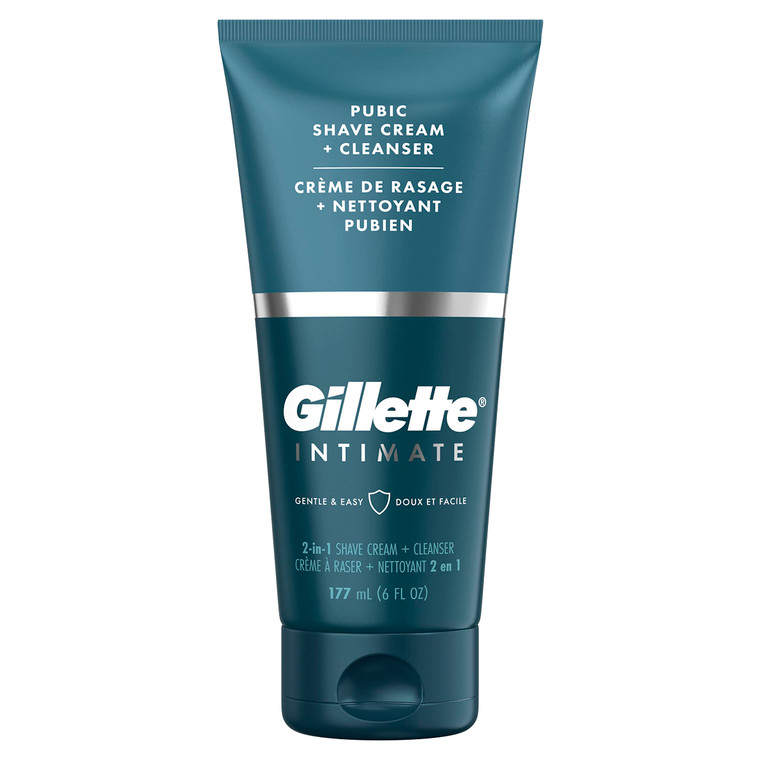 Gillette Intimate 2 in 1 Pubic Shave Cream + Cleanser, Gentle Formula, Formulated for Pubic Hair & Skin, with Aloe, Paraben Free (177 ml)