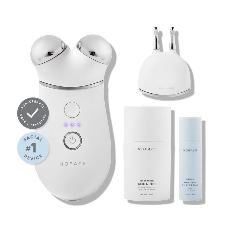NuFACE Trinity+ Microcurrent Facial Device + Effective Lip & Eye Attachment - FDA Cleared Skin Tightening & Face Toning Device for Targeted Treatment