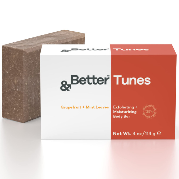 &Better Natural Body Bar Soap for Men | Heavy-Duty Grit Scrub Bar with Pumice | Exfoliating & Moisturizing | Handmade in Canada with Organic Shea But