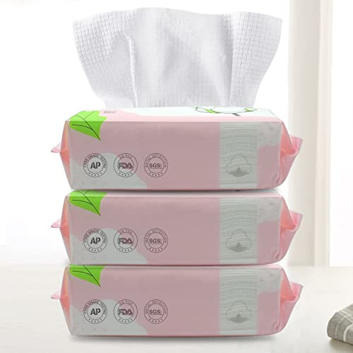 GothicBride Disposable Face Towel Dry Wipes, 100% Cotton Facial Tissue, Lint Free Facial Cleansing Towels, Super Absorbent Dry and Wet Use for Makeup