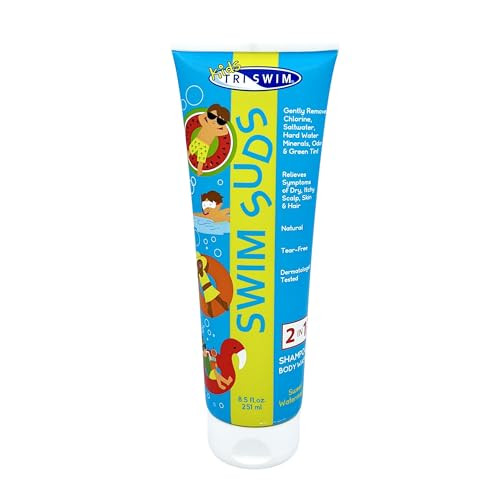 TRISWIM Kids SWIM SUDS Formulated for BABIES and up. NATURAL, TEAR-FREE, 2-in-1 Shampoo and Body Wash | Gently Removes Chlorine & Saltwater | Ensuri