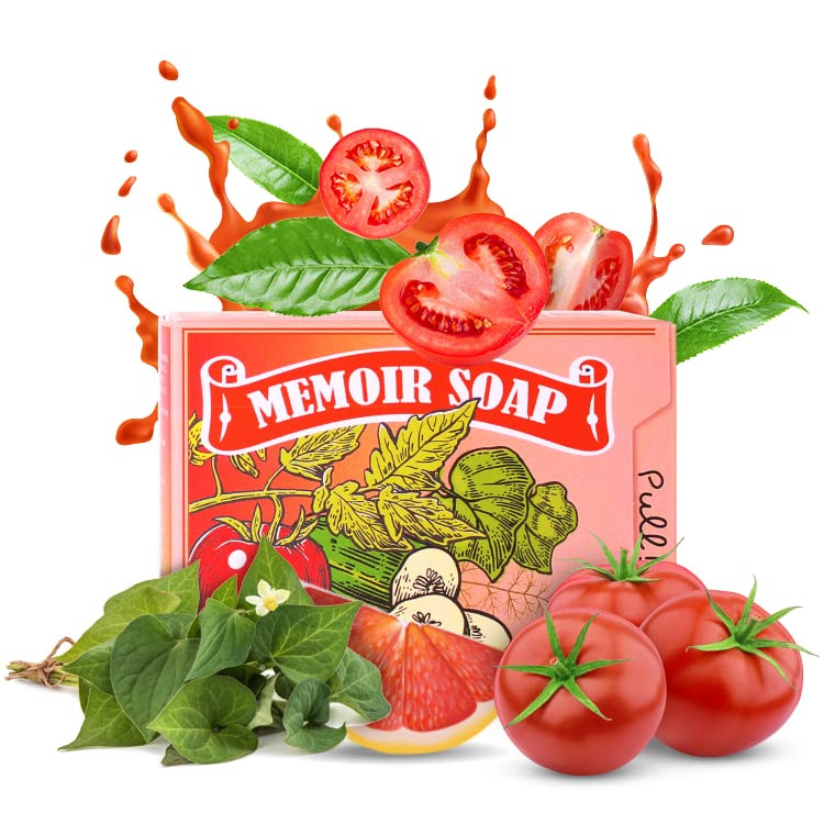 Memoir Natural Acne Treatment Soap for Sensitive Skin  Hyaluronic Acid, Tomato & Cucumber Extract, Tea Tree & Eucalyptus Oil | Gentle Body & Face Ac