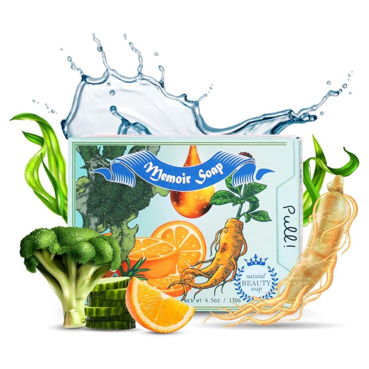 Memoir Natural Premium Anti-Aging Facial Cleanser  6 Year-Old Korean Red Ginseng, Marine Collagen, Hyaluronic Acid, Chlorella, Broccoli | Freckles,