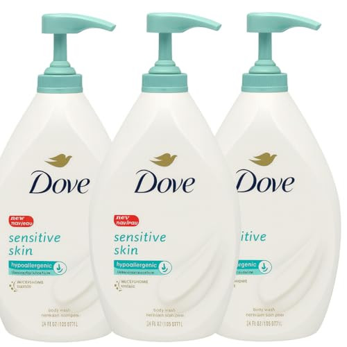 Dove Sensitive Skin Body Wash with Pump 33.8 fl oz. Pack of 3