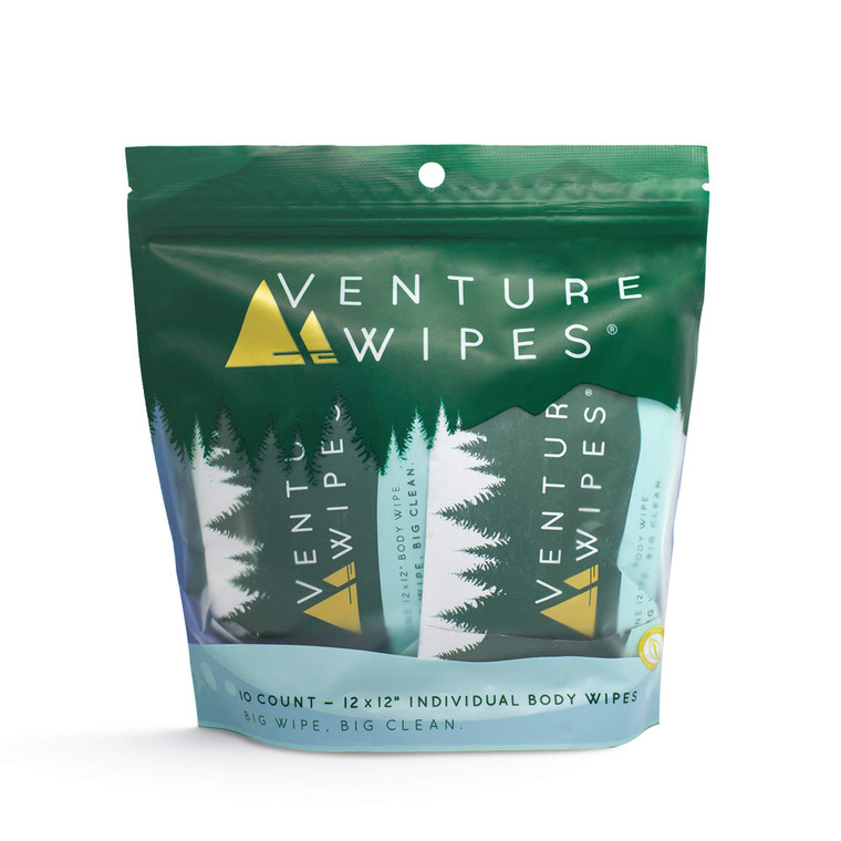 Venture Wipes Tea Tree Oil Body Wipes - Adventure Wipes for Adults - Biodegradable Cleansing With Aloe and Vitamin E - Camping Essentials - Individua