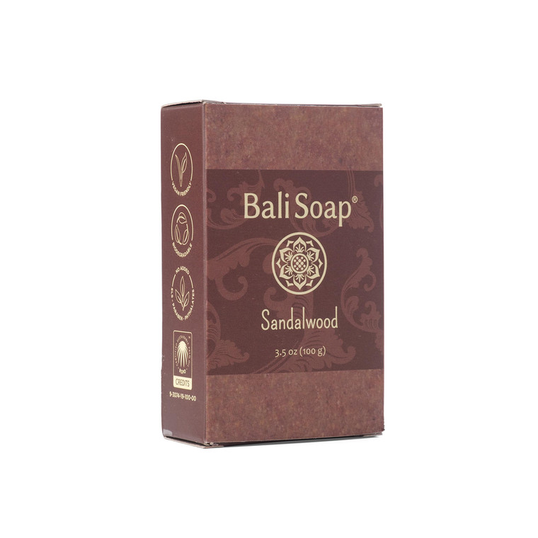 Bali Soap - Sandalwood Natural Soap Bar for Men & Women - Vegan, Handmade, Exfoliating, Moisturizing - 6 Pack, 3.5 Oz Each