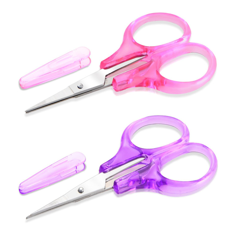 2 Pcs 3" Small Craft Scissors Mini Travel Embroidery Scissors with Cover Small Scissor All Purpose Straight Fine Tips Mini Sewing Scissor for Craftin