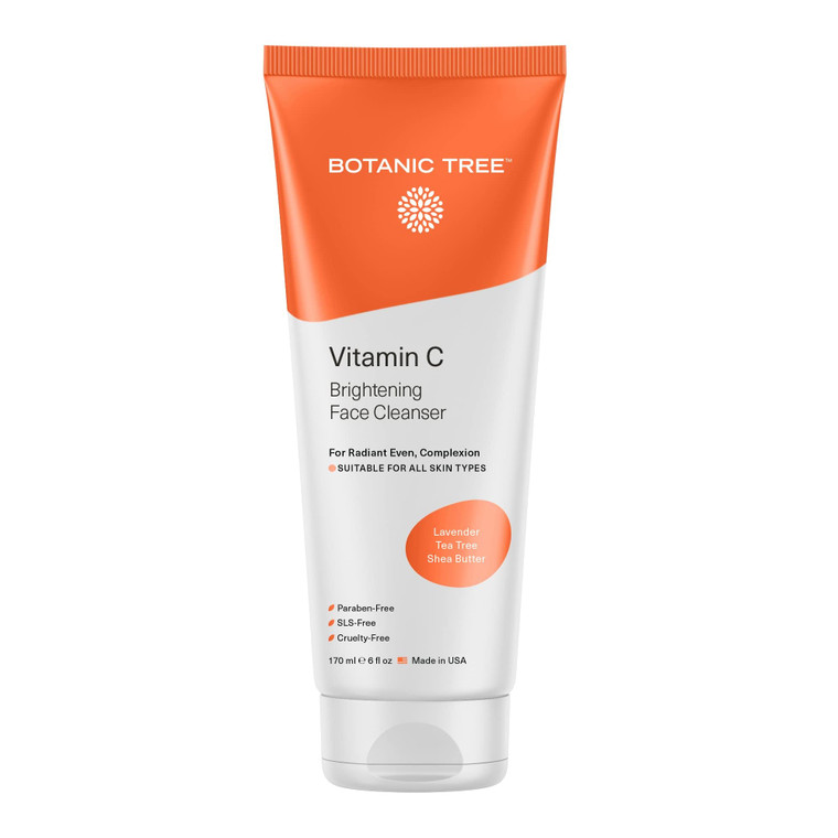 Botanic Tree Vitamin C Face Wash - Facial Cleanser for All Skin Types, Aging or Dry Skin, Minimizing Acne scars, Brightening, Reduce Breakouts - Face