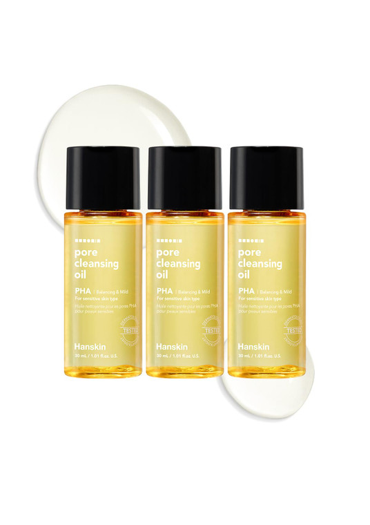 Hanskin PHA Pore Cleansing Oil Mini Set (1.01 oz x 3)  Travel Size Facial Oil Cleanser & Makeup Remover | Gentle Blackhead Care, TSA Friendly | Kore