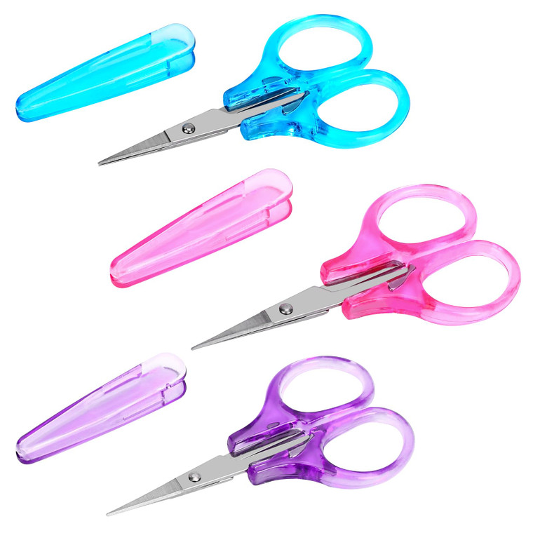 3Pcs Small Craft Scissors 3.4"Tiny Travel Scissor Mini Craft Scissors Set All Purpose Stainless Steel with Protective Cover Fine Tips Design for Pape