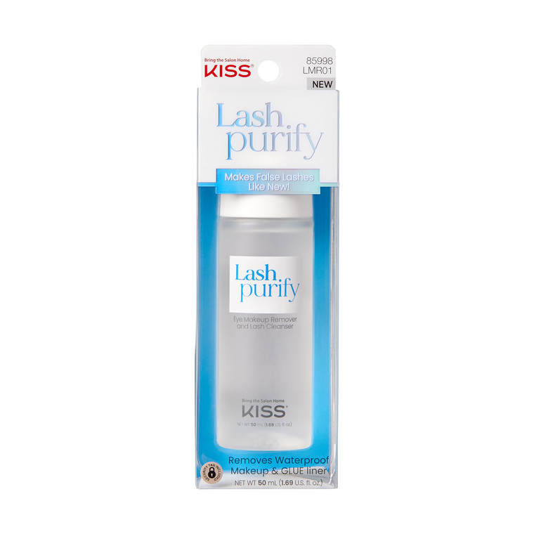 KISS Lash Purify Eye Makeup Remover & False Eyelash Cleanser/Conditioner, Gentle 3-in-1 Formula Removes Lash Glue & Waterproof Makeup, Net Wt. 50 ml