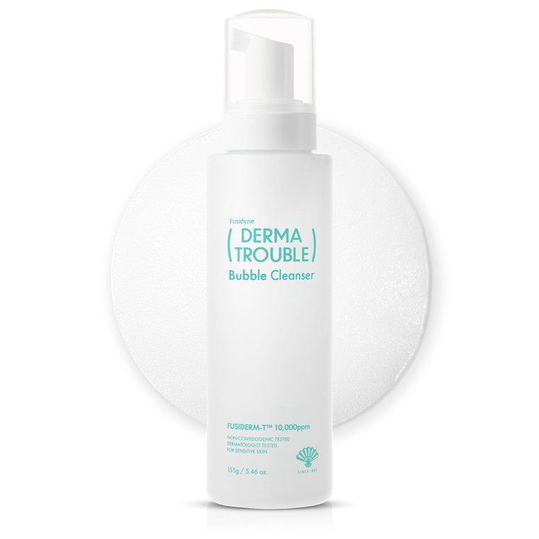 FUSIDYNE Derma Trouble Bubble Cleanser (5.46 fl oz) Non-Comedogenic BHA Low-pH Mild Micro Foaming Cleanser for Sensitive Skin with Sebum-Control Comp