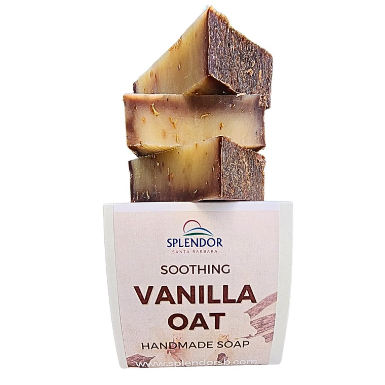 Splendor Soothing Vanilla Oatmeal Soap (10.5 oz)  Handmade Natural Bar Soap for Hand, Face & Body  Gentle, Vegan, Moisturizing Cleanser with Real O